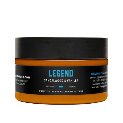 Live Bearded Beard Butter, 3 fl oz - Made in the USA - All-Natural Leave-in Conditioner and Softener with Shea | Legend Scent - Sandalwood, Vanilla