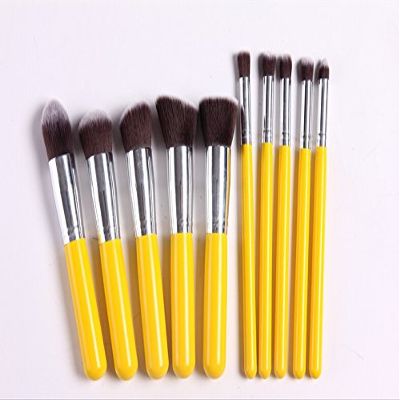10 PCS classic multifunction Makeup brush set eye shadow brush Blusher brush - Yellow