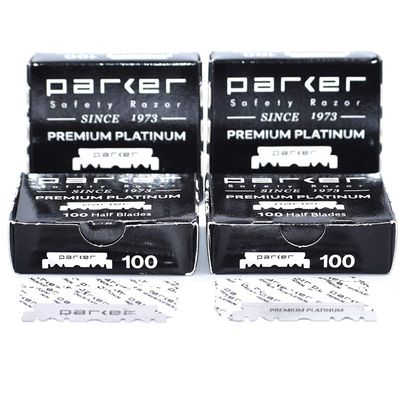 Parker Premium Platinum 1/2 Blades, 400 COUNT - For Professional Barber, Shavette and Disposable Straight Razors