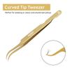 3 Pcs Russian Volume Japanese Stainless Steel Tweezers for Eyelash Extension (Golden Titanium Coated) view 4