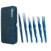 6PCS Eyelash Extension Tweezers Sets Made of Japanese Stainless Steel (Glitter Blue Rexion Pouch) view 1