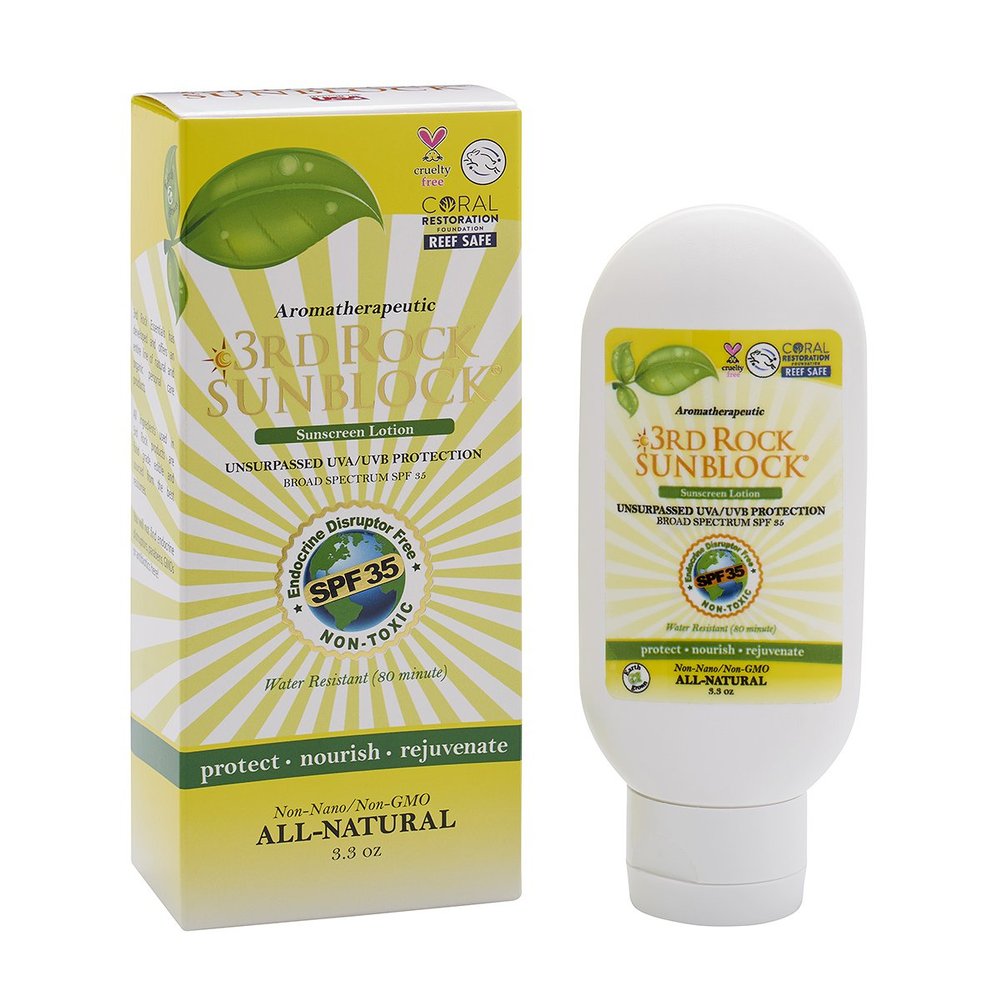 3rd Rock Essentials | 3rd Rock Sunblock SunScreen Lotion SPF 35 | All Natural Organic Zinc Aromatherapeutic Sunscreen for Sun Protection | All Natural Personal Care (3.3 oz | Single)