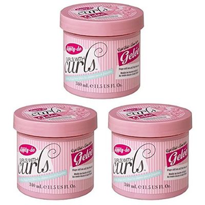 Dippity Do Girls with Curls Light Hold Gel - Shape, Smooth & Separate Curls - Sulfate Free, Aloe, Vitamin E & Wheat Protein - Frizz Free, Never Crunchy - 3 Pack (11.5 fl oz each)