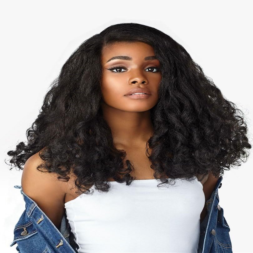 Sensationnel Curls Kinksandco Half Wig - Heart Breaker Synthetic Instant Weave Updo Full Cap for Natural 3C to 4C Hair Textures (2 DARKBROWN)