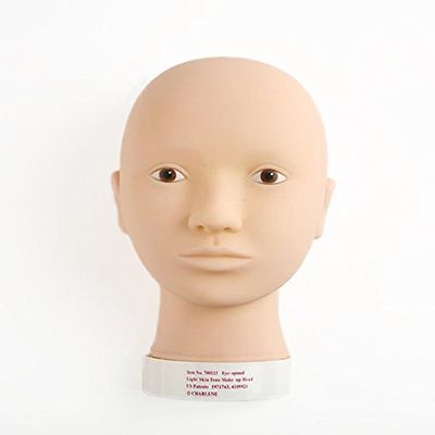 Charlene Makeup Flatback Mannequin Head for Training and Practicing (Open-Eye, Light)