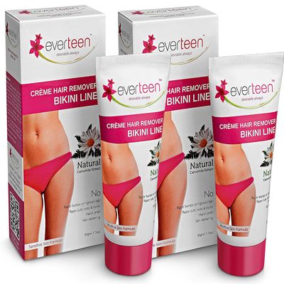 Everteen Bikini Line Hair Remover Creme Pack of 2 for bikini line and underarms