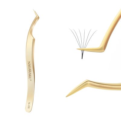 NAGARAKU Eyelash Extensions Tweezers for make Fans Curved Individual Mega Volume Lashes Precision Stainless Steel Professional (N-08)