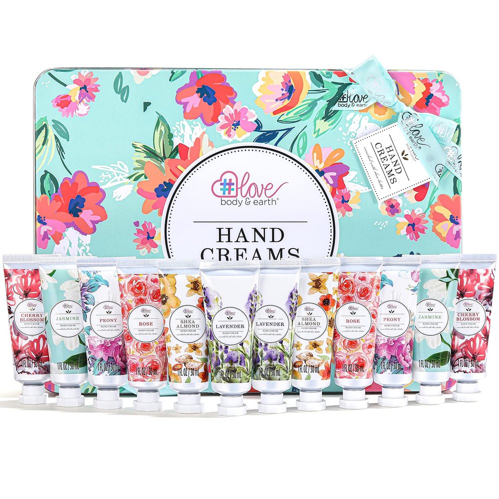 BODY & EARTH Hand Cream Gift Set for Womens Christmas Gifts, Pack of 12 Enriched with Shea Butter to Nourish Dry Hands, Hand Lotion Gift Packs, Travel Size Hand Lotion Set, Birthday Gifts for Women