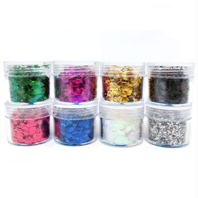 allydrew Chunky Sparkling Glitter for Hair Face Makeup Nail Art Decoration (8 Colors), Rainbow Star Powder