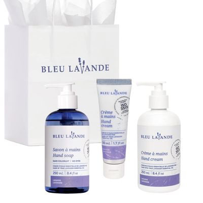 Bleu Lavande - Soothing Hand Care Aromatherapy Set Lavender Hand Soap & Lavender Hand Creams Infused with Premium and 100% Pure Lavender Essential Oil - Natural & Vegan Lavender Products