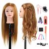 SOPHIRE 26"-28" Long Hair Mannequin Head with 80% Real Human Hair, Hairdresser Practice Training Head Cosmetology Manikin Doll Head with 9 Tools and Clamp - Golden, Makeup On view 1