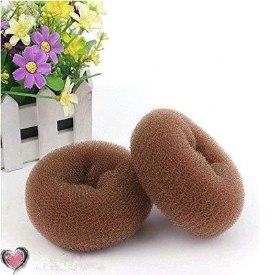 AnHua2PCS Dark Brown Extra Large Hair Styler Tool Donut Bun Maker Former Doughnut Shaper Ring Styling Roll Updo 10cm