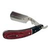 Cherry Red Wooden Barber Straight Razor with Stainless Steel Holder view 1