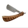 Burn In Wooden Barber Straight Razor with Stainless Steel Holder view 1