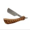 Burn In Wooden Barber Straight Razor with Stainless Steel Holder view 3