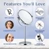 10X Magnifying Makeup Mirror on Round Stand for Tabletop, Bedroom Vanity Desk and Bathroom Counter - Free Standing Double Sided 10X/1X Magnification Mirror - 7" Wide and 14" Tall (Chrome) view 3