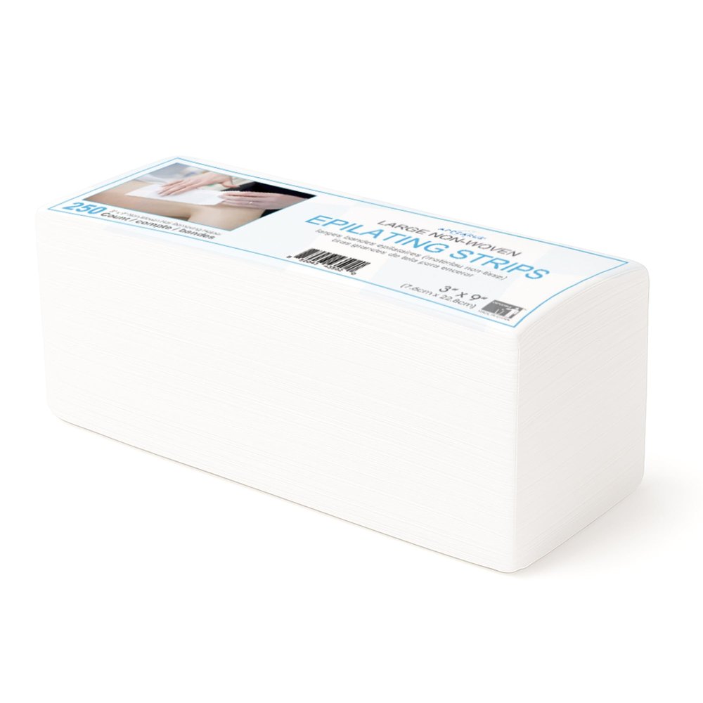 Appearus 250-Count Large 3x9 Non-Woven Waxing Strips  90 gsm Tear-Resistant, Lint-Free Epilating Strips for Face & Body  Compatible with All Soft Waxes  Professional Spa-Grade Hair Removal