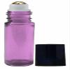 Perfume Studio 10ml Glass Metal Roll Ons with Metal Ball Applicators, Translucent Purple Glass, Black Cap (12) view 1