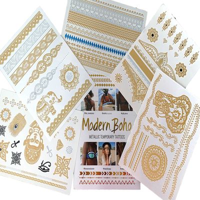 5 Sheets Metallic Tattoos Gold and Silver Flash By Modern Boho HUGE Collection (Namaste Collection)