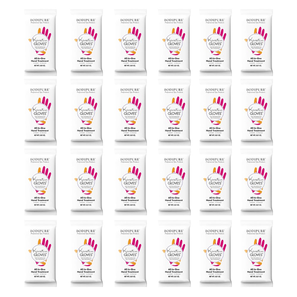 Bodipure All-In-1 Moisturizing Hand Mask Gloves Keratin & Vitamin E Treatment for Dry Cracked Hands, Deep Hydration Repair Gloves, Strengthen Nails & Soften Cuticles, Spa Hand Care 24 Pairs