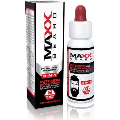 Maxx Beard -#1 Beard Growth Solution, Natural Solution for Maximum Beard Volume-2 Month Supply