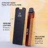 ZEUS Pocket Beard Comb with Leather Sheath, Handmade Saw-Cut Pocket Beard & Mustache Comb with Travel Storing Case (U11) view 2