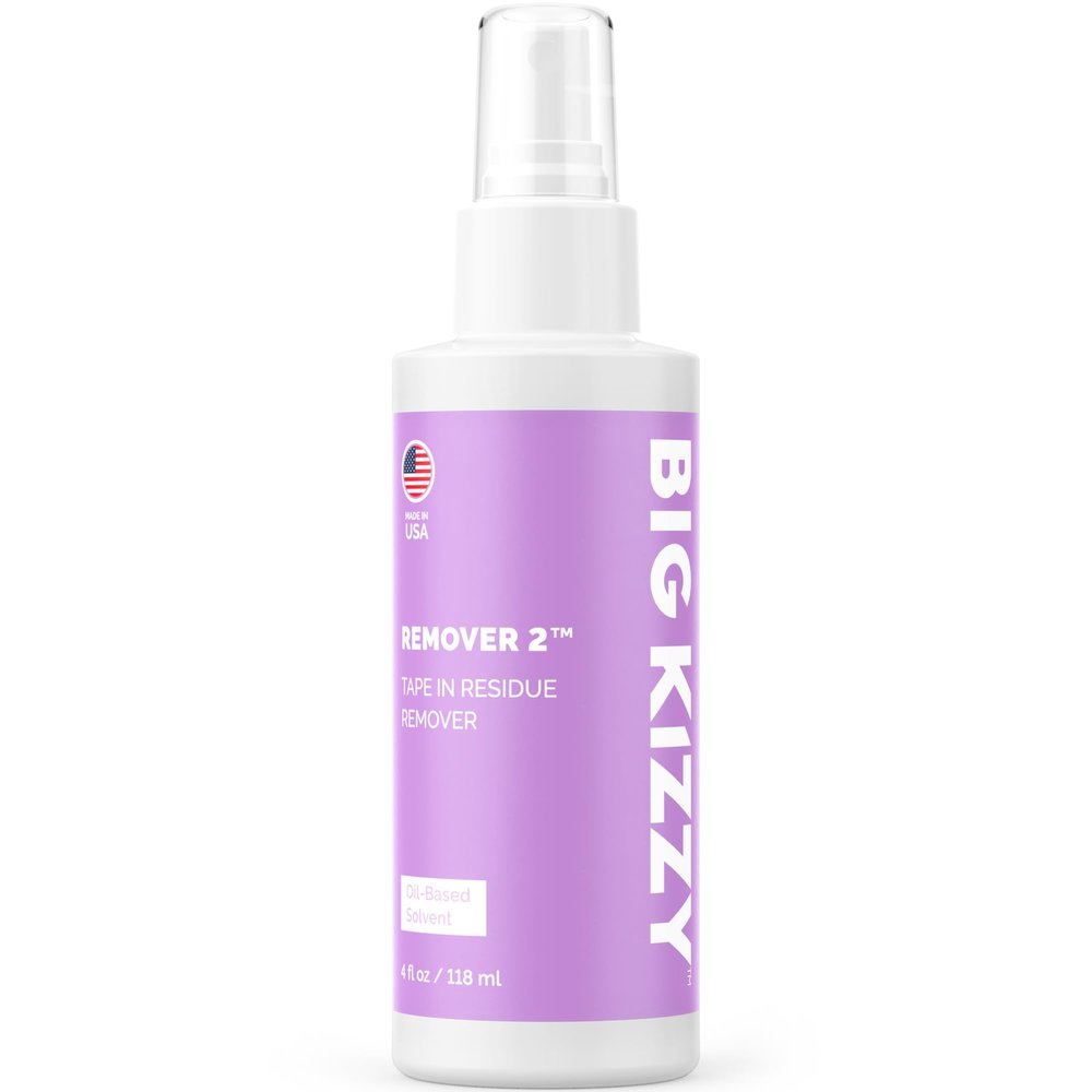 Big Kizzy Remover 2 (4oz) - Tape In Extension Remover for Residue - Quick + Non-damaging Human Hair Extension, Wig, & Hair System Adhesive Residue Remover