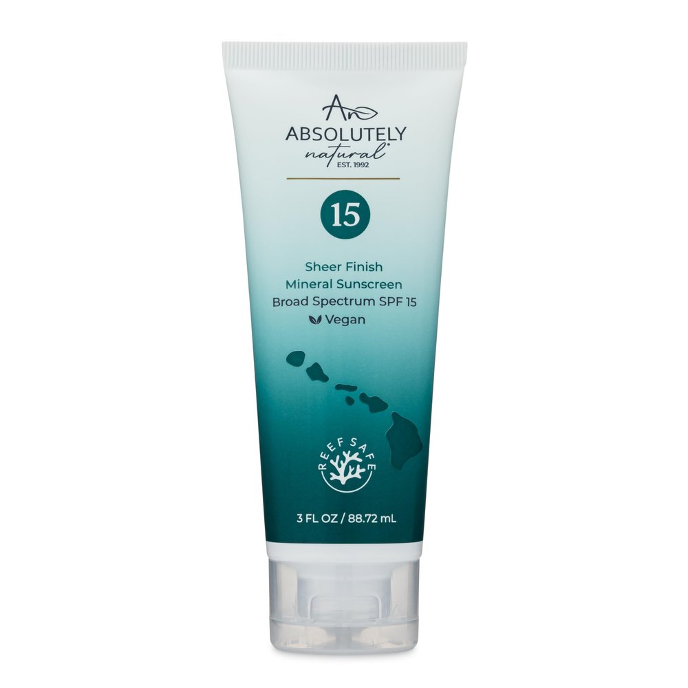 Absolutely Natural - SPF 15 Mineral Sunscreen - Broad Spectrum Water Resistant Moisturizer Lotion For Body & Face - With Non-Nano Zinc Oxide, Vitamin E, & Antioxidants - Made in USA, 3 Oz
