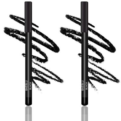 BaeBlu Natural Eyeliner Pencil, Black (Pack of 2) - Hypoallergenic, Water & Smudge Proof Eyeliner for Sharp Lines and Defined Eyes - Long-Lasting & Organic with Jojoba & Castor Oil for Sensitive Eyes