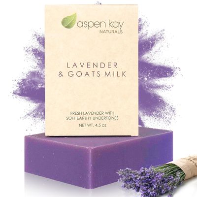Lavender and Goats Milk Soap Bar. Natural Lavender Soap with Organic Shea Butter & Pure Essential Oils. Gentle for Face and Body. For Men, Women & Teens. Handmade in USA. 4.5 oz Bar.