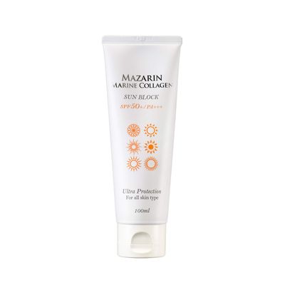 Mazarin Marine Collagen Sun Screen SPF50+ PA+++ Big Size 100ml For All Skin Type/3 IN 1(Brightening+Anti-Wrinkle+Sun Screen)/Made In Korea