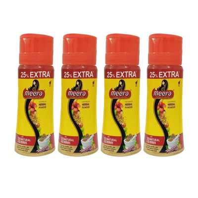 Meera Herbals Powder Hair Wash, Shikakai & Tulsi, 120g x 4, 480g Total, Natural Cleaning & Hair Growth, Basil Scent