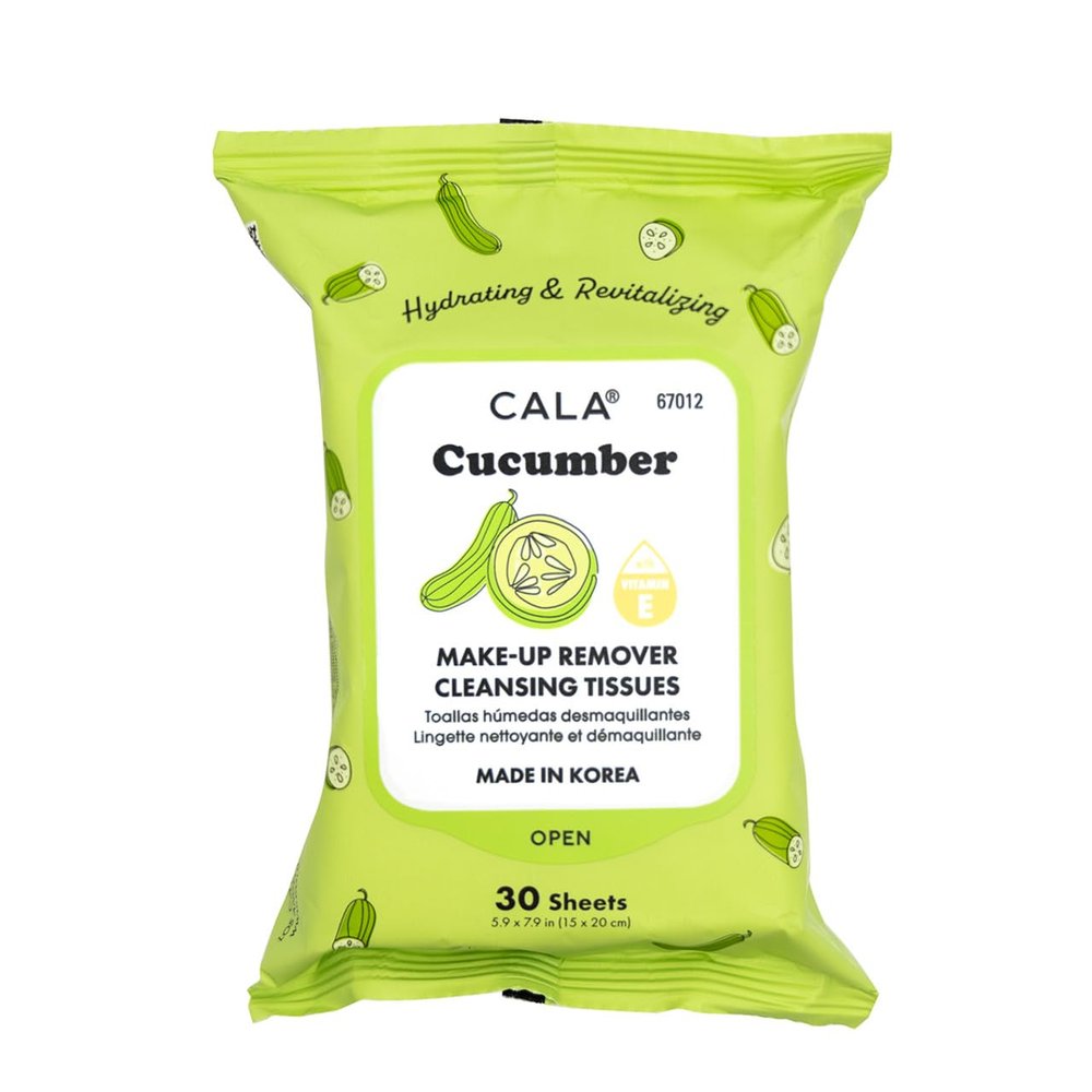 CALA Makeup Remover Cleansing Tissues: Cucumber (30 Sheets) - Gentle, Hydrating, and Effective Makeup Removal for All Skin Types (30ct, Cucumber)