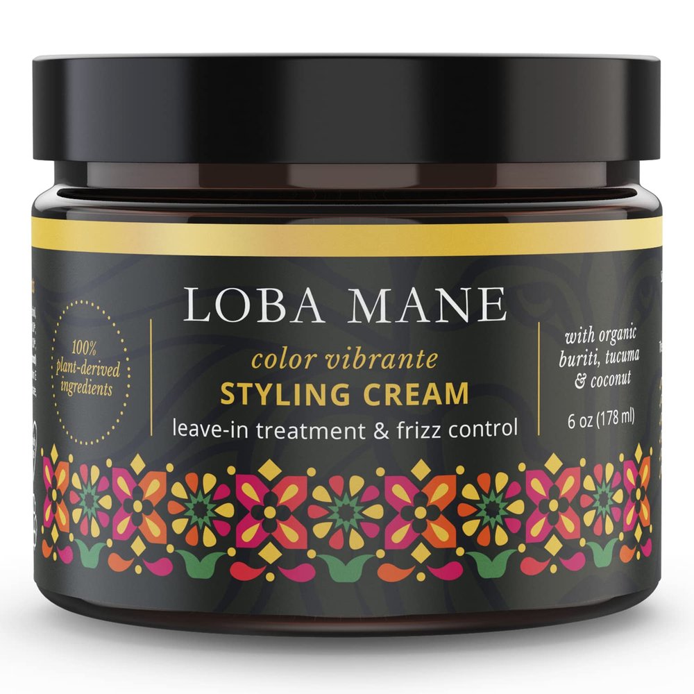 Loba Mane Curl Styling Cream Anti Frizz & Heat Protection Curl Defining Cream - Nourishes and Hydrates - Color Safe, Vegan, Natural & Organic Curly Hair Cream (6oz)