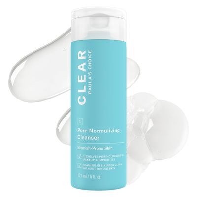 Paula's Choice CLEAR Pore Normalizing Facial Cleanser, Acne Daily Face Wash, Salicylic Acid Face Cleanser for Clogged & Enlarged Pores, Redness, Suitable for Blackhead-Prone Skin Fragrance Free, 6oz