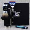 3 PCS Classic Men's Shaving Set >Pure Black Badger Brush, 5 Edge Cartridge Compatible Razor & Chrome Dual Stand| Grooming Kit Gift for Him view 1