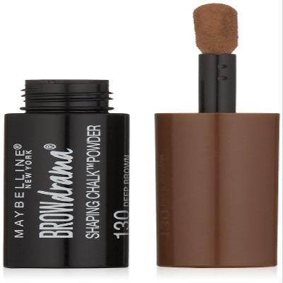 Maybelline New York Brow Drama Shaping Chalk Powder, Deep Brown, 0.035 Ounce